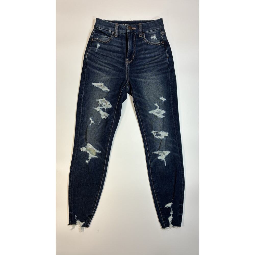 American Eagle Women's Jeans 000 Short Curvy High Rise JEGGING Blue Denim